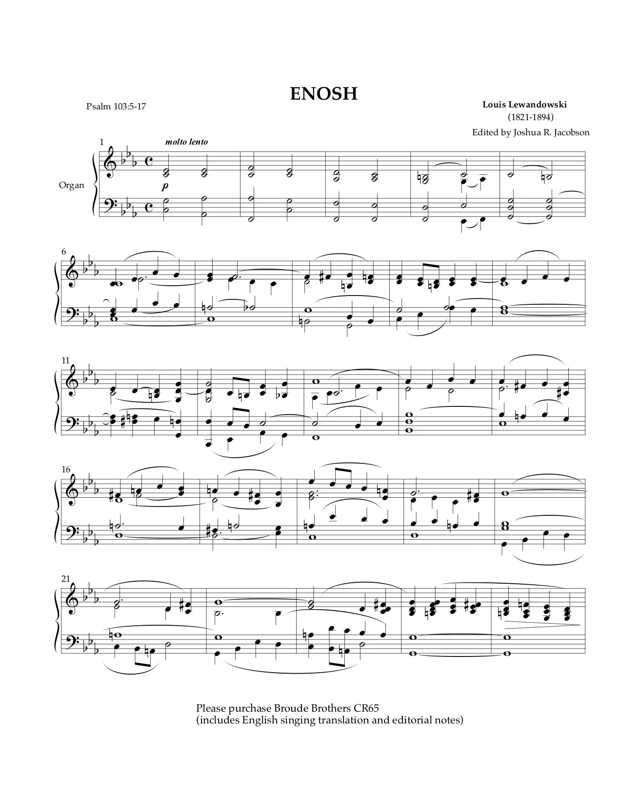 Enosh Kechotzir Yomov, Louis Lewandowski