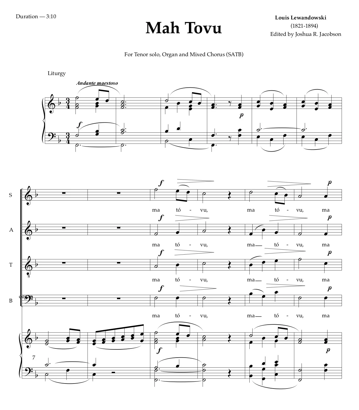 Mah Tovu, Louis Lewandowski