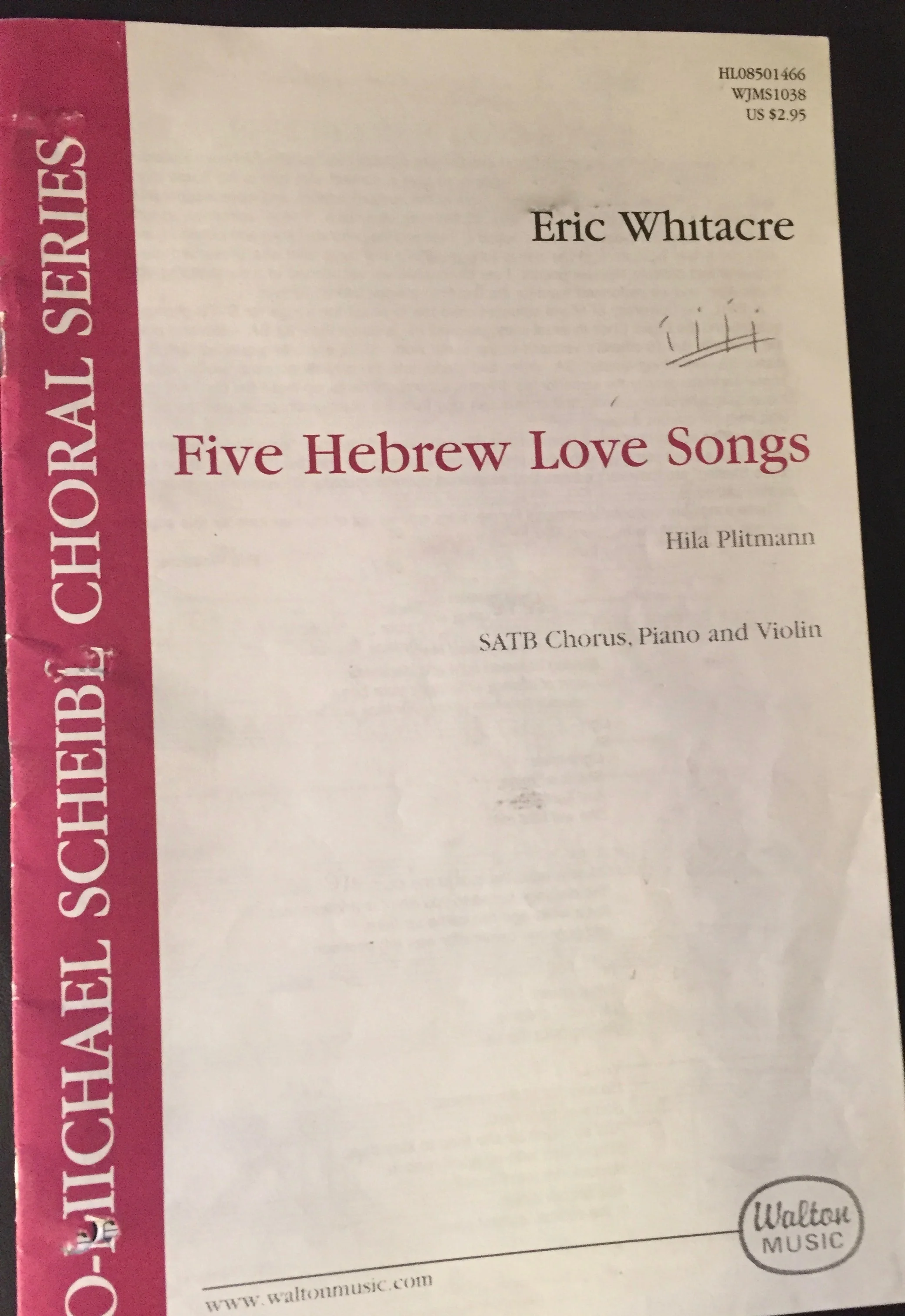 Five Hebrew Love Songs, Eric Whitacre