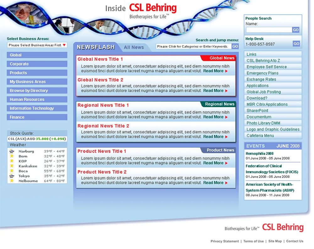 CSL Behring site designs