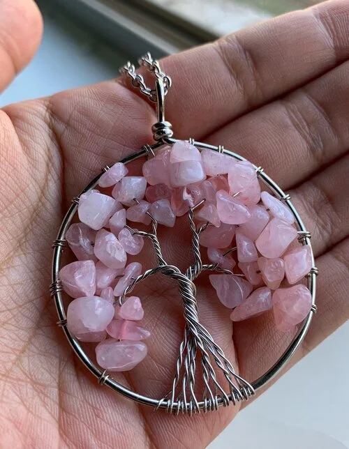 Rose Quartz - Tree of Life Necklace