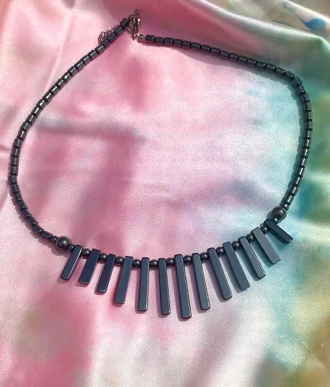 one of a kind hematite necklace