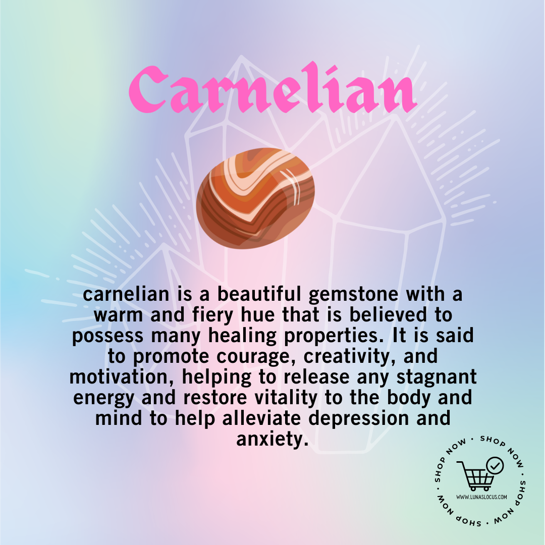 Close-up cartoon vibrant carnelian gemstone, known for its healing properties. Carnelian is believed to promote courage, creativity, and motivation, and stimulate the sacral chakra for emotional well-being. This fiery gemstone is often used for it
