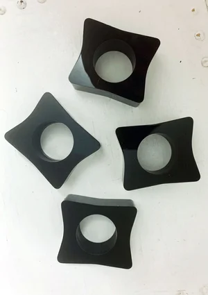 Vintage 80s Napkin Rings Chunky Black Lacquer Mod Set of Four