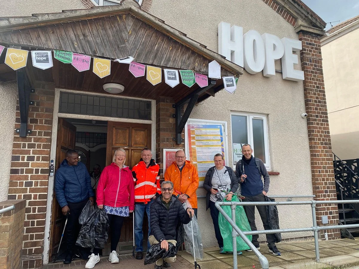 Ebenezer Church community volunteers stepping out for a local litter pick during the national 'A Million Acts of Hope' campaign.