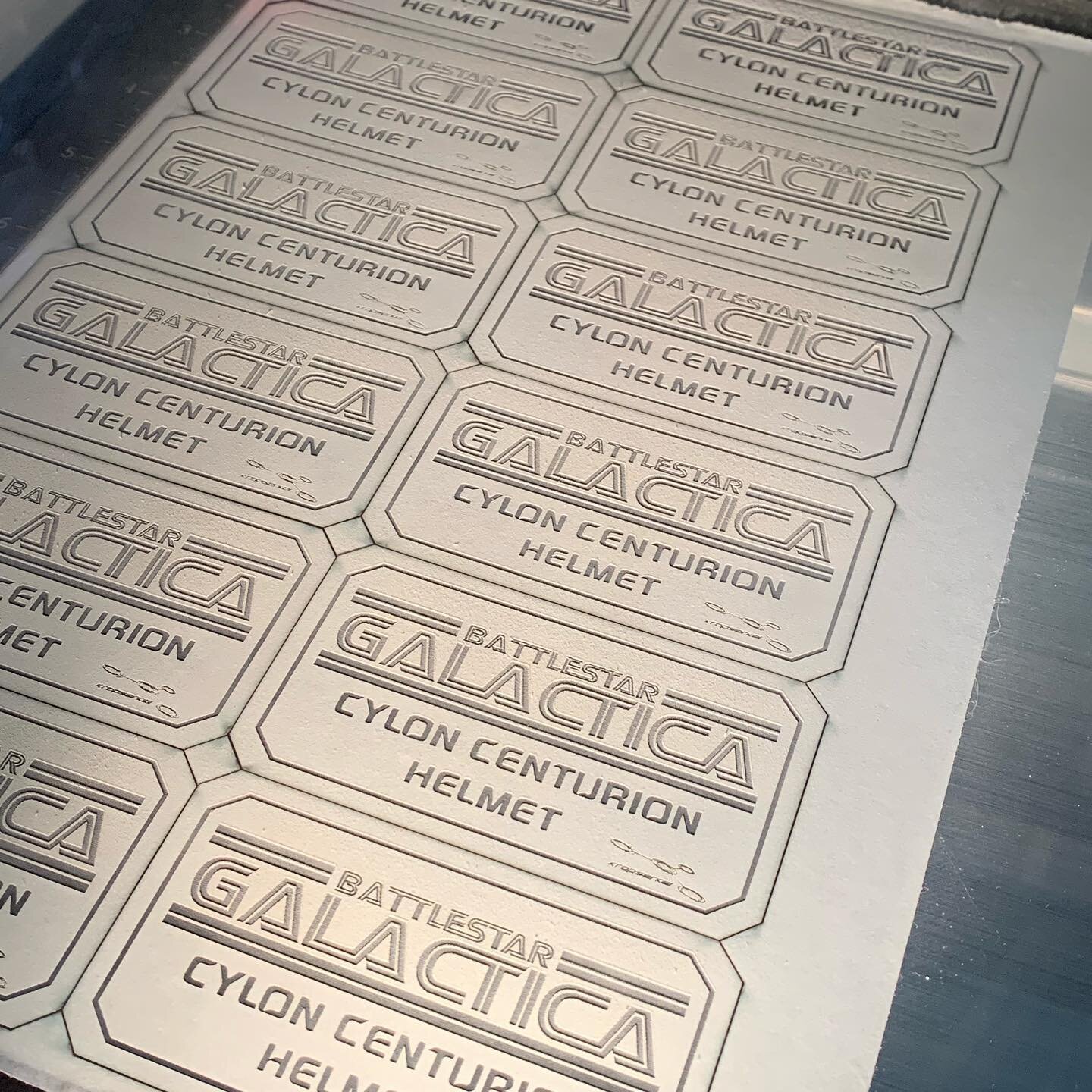 I can&rsquo;t wait to unmask these and clean them up! 
.
.
.
#rijiddesigns #plaques #cylon #battlestargalactica #smallbusiness #gta #toronto #engraved #lasercut #laserengraved #handmade #custom