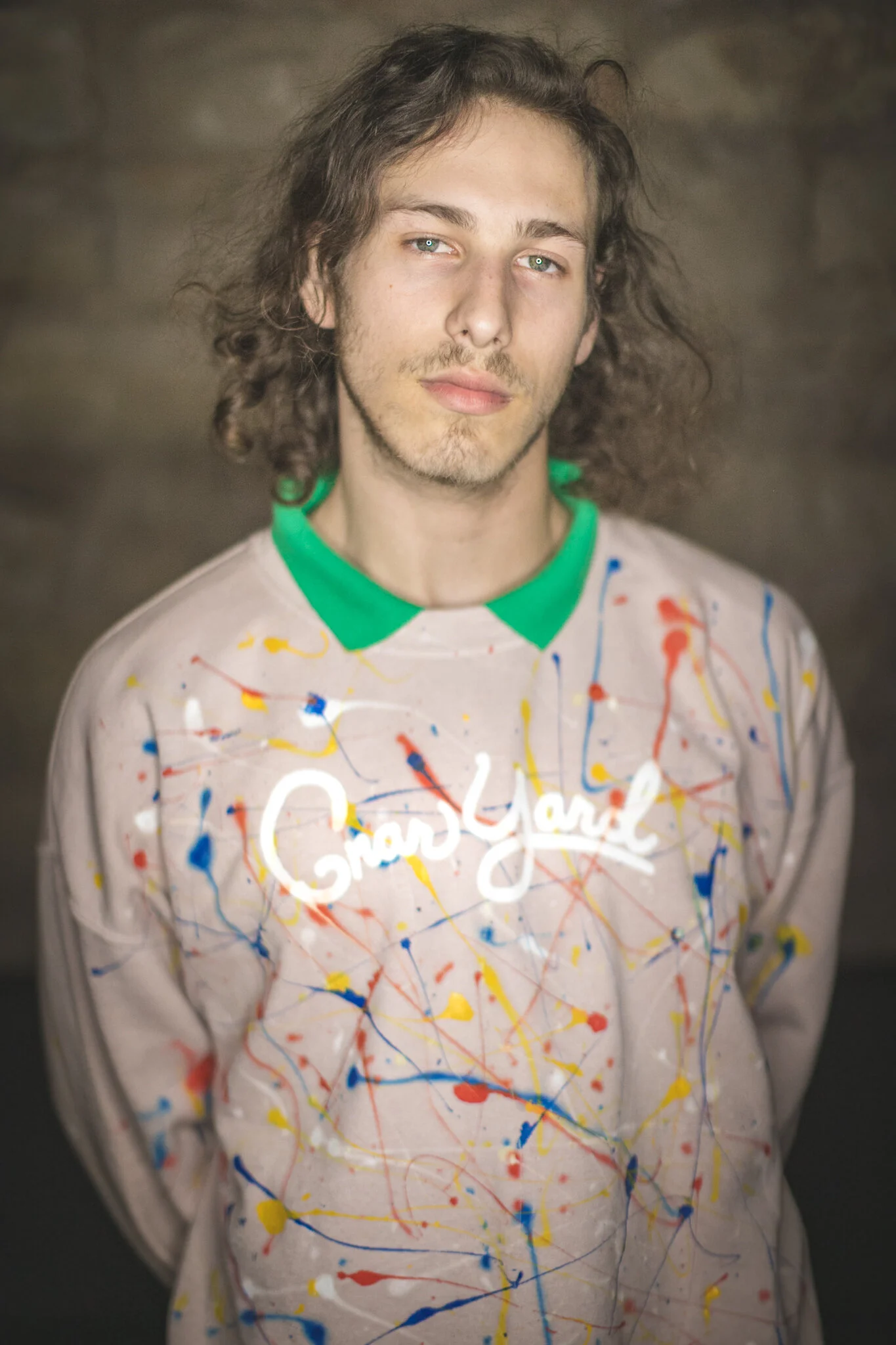 Tan Color Splashed Logo sweater