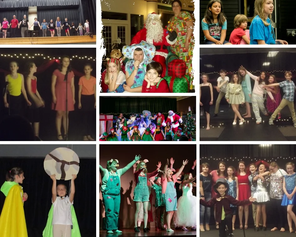 SHREK TE MUSICAL DANCE REHEARSAL, KOOKY CHRISTMAS “FAMILY PHOTO”, GIANTS IN THE SKY REHEARSAL, BROADWAY REVUE: OVERUSED SONGS, KOOKY CHRISTMAS COMPANY BOW, AFTER SCHOOL THEATRE PROGRAM: THE CAROL BURNETT SHOW, GIANTS IN THE SKY, SHREK THE MUSICAL AND BROADWAY REVUE: SONGS TO INSPIRE