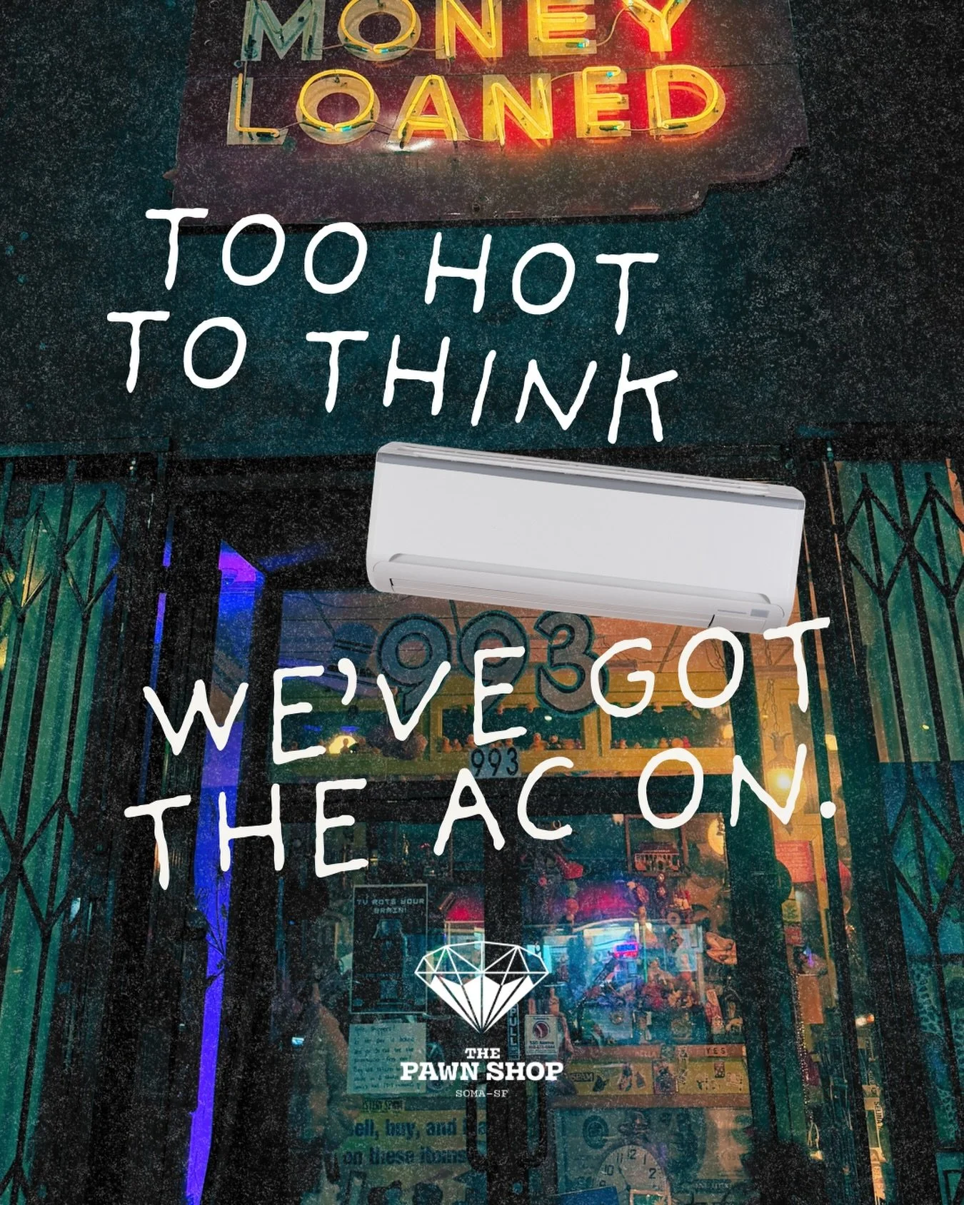 It&rsquo;s a full-blown heatwave in San Francisco&hellip; and yes, the AC is on all day. 

Step out of the heat, into the cool, and stay for the drinks. 
Reservations recommended.

#PawnShopSF #SFHeatwave #StayCoolSF #SanFranciscoEats #HiddenGemSF