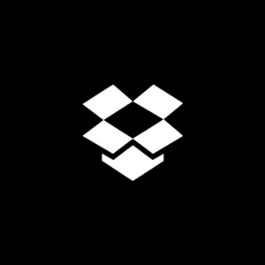 Dropbox logo, a white open box on a black background.