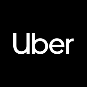 Uber logo in white on a black background.