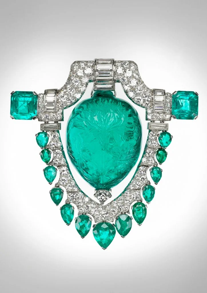 Emerald and Diamond brooch - sample for setting details