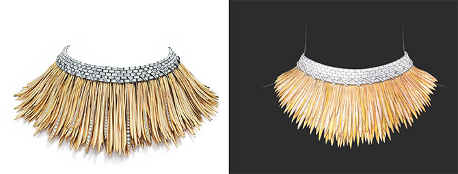 Necklace - platinum and 18k yellow gold with diamonds, from the Tiffany 2017 Blue Book Collection, The Art of the Wild. © Tiffany & Co.
