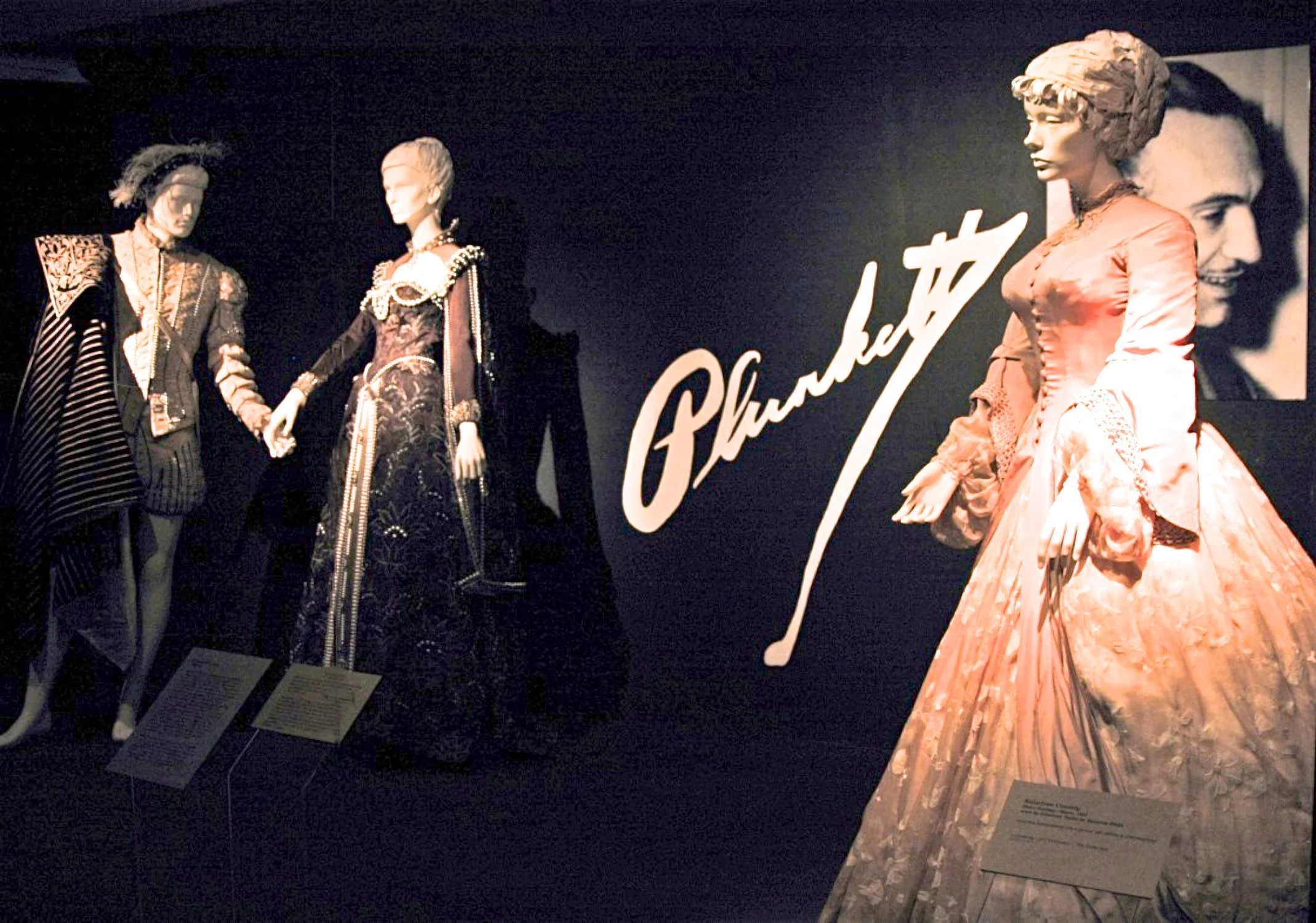 Plunkett Exhibit: Fashion Institute of Design Merchandising – Los Angeles, CA October 31, 2003- July 15, 2004 Pieces shown in Photo: Roger Moore/ Lana Turner, "Diane", MGM, 1955, Designed by Walter Plunkett; Elizabeth Taylor, "Raintree County, MGM, 1947, Designed by Walter Plunkett