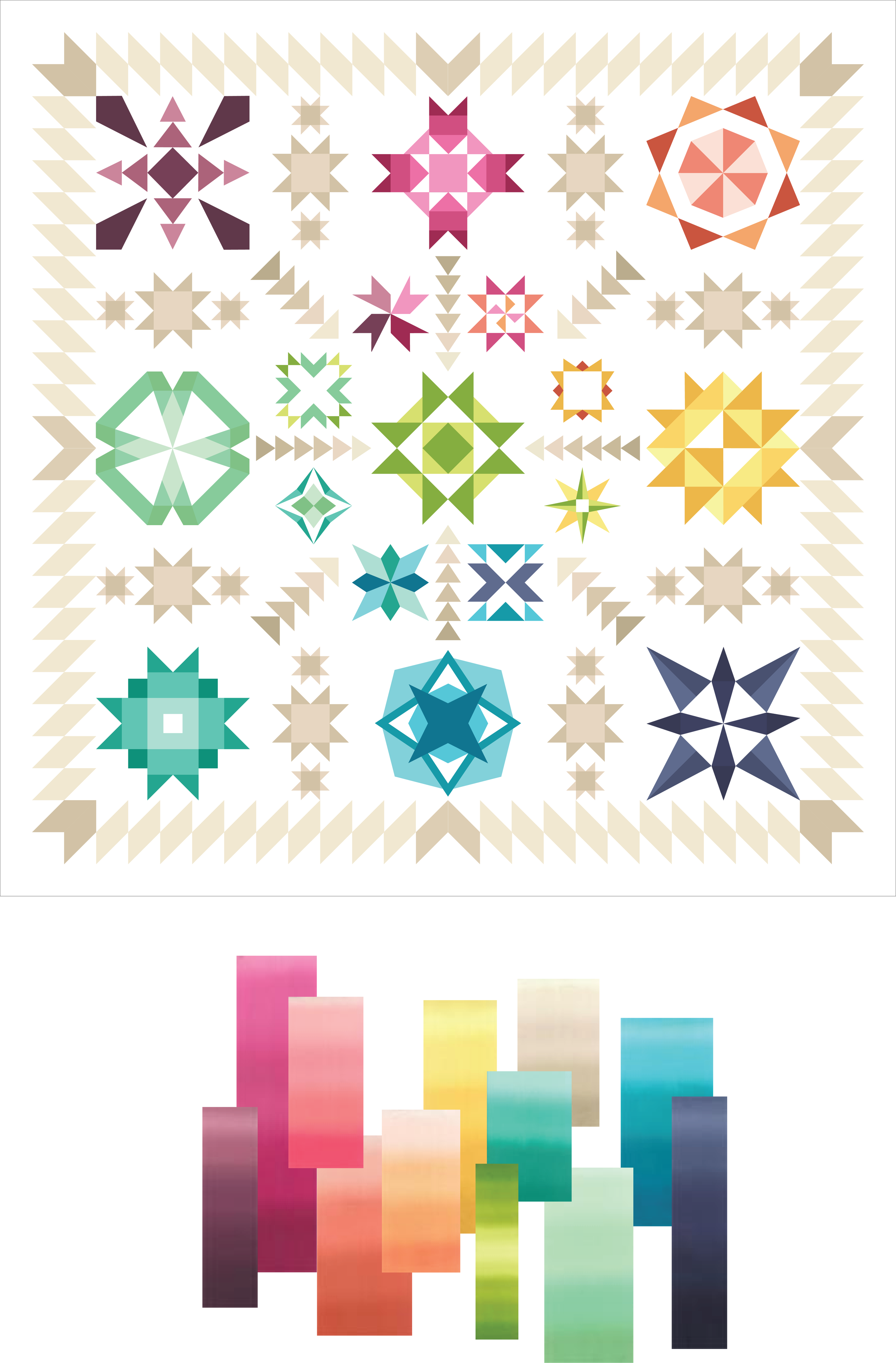 Summer Sampler 2017 : Summer Star Medallion Quilt Along