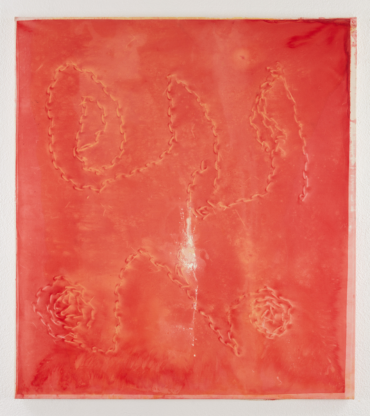 Red chain, 2018, 58 x 52", watercolor on canvas