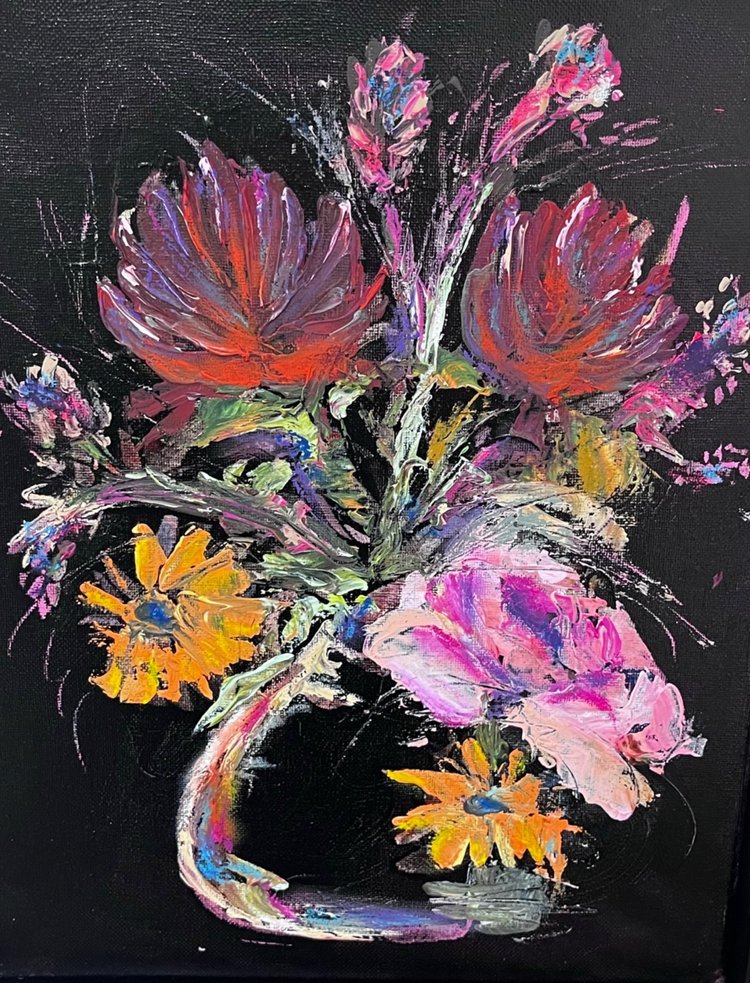 Dark Floral, study 2, acrylic on canvas
