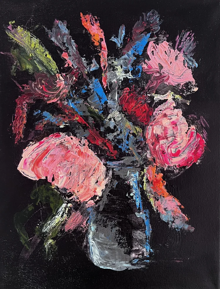 Dark Floral, study 3, acrylic on canvas