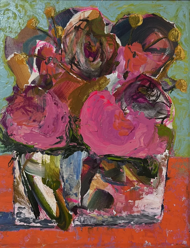 Untitled, acrylic, paper, and modeling paste on canvas
