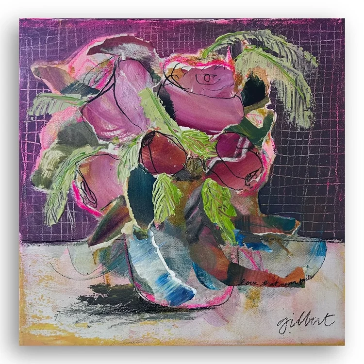 In Every Season, acrylic, paper, and modeling paste on canvas