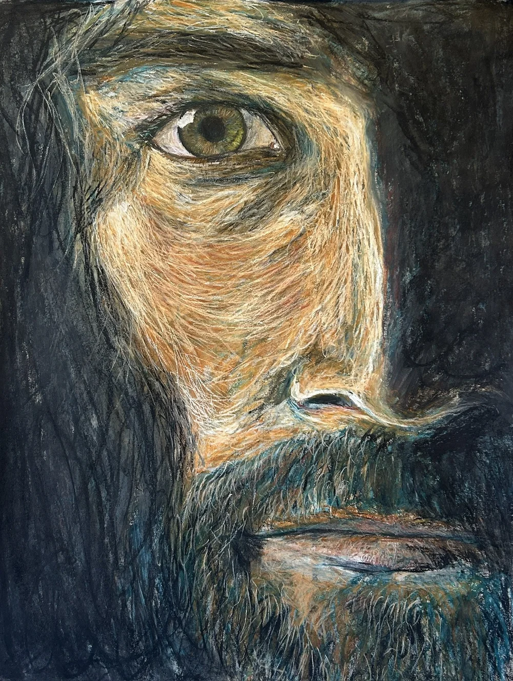 Be Here, charcoal, pastel, and oil pastel on paper