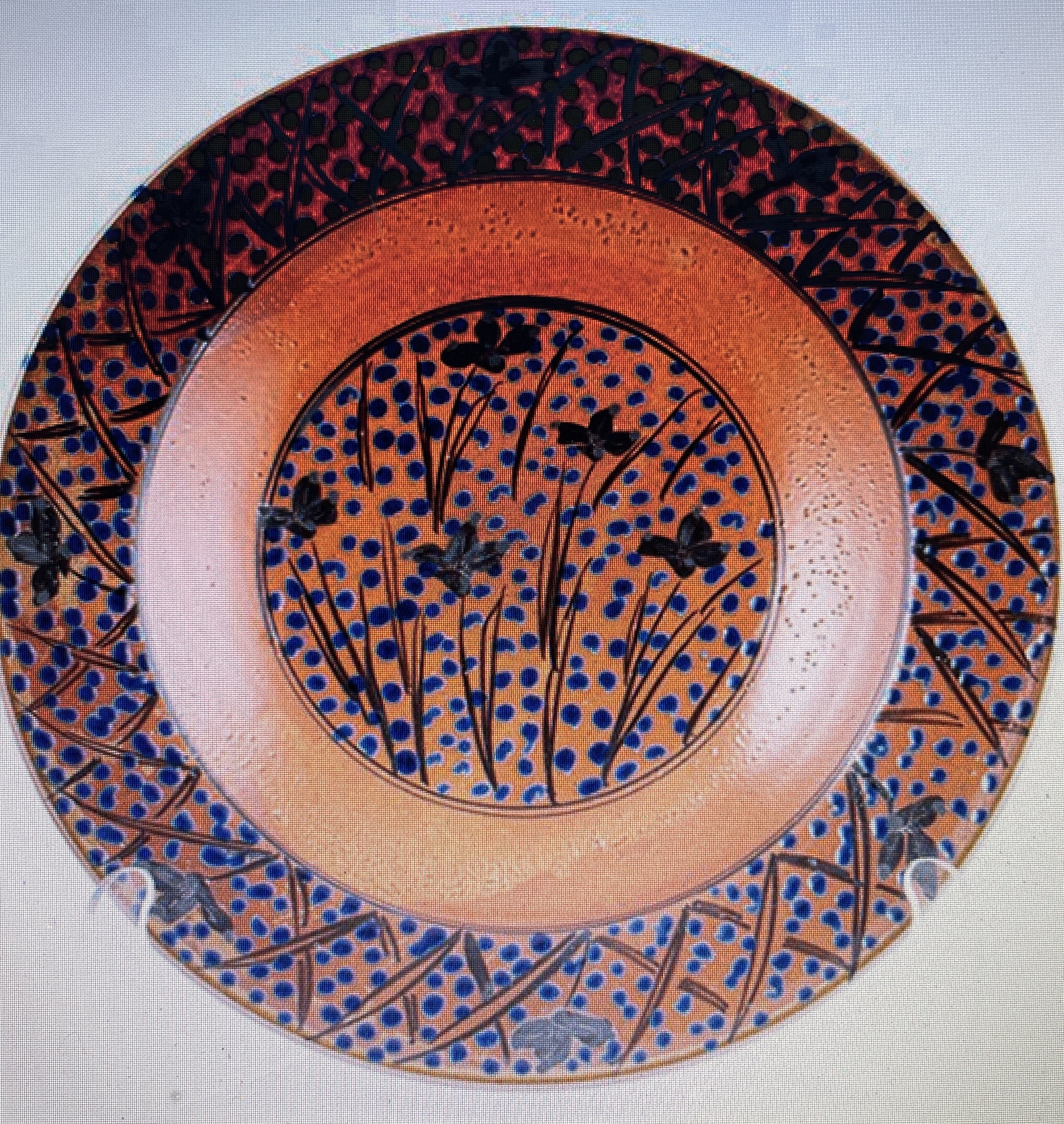 Large Plate with black iris pattern