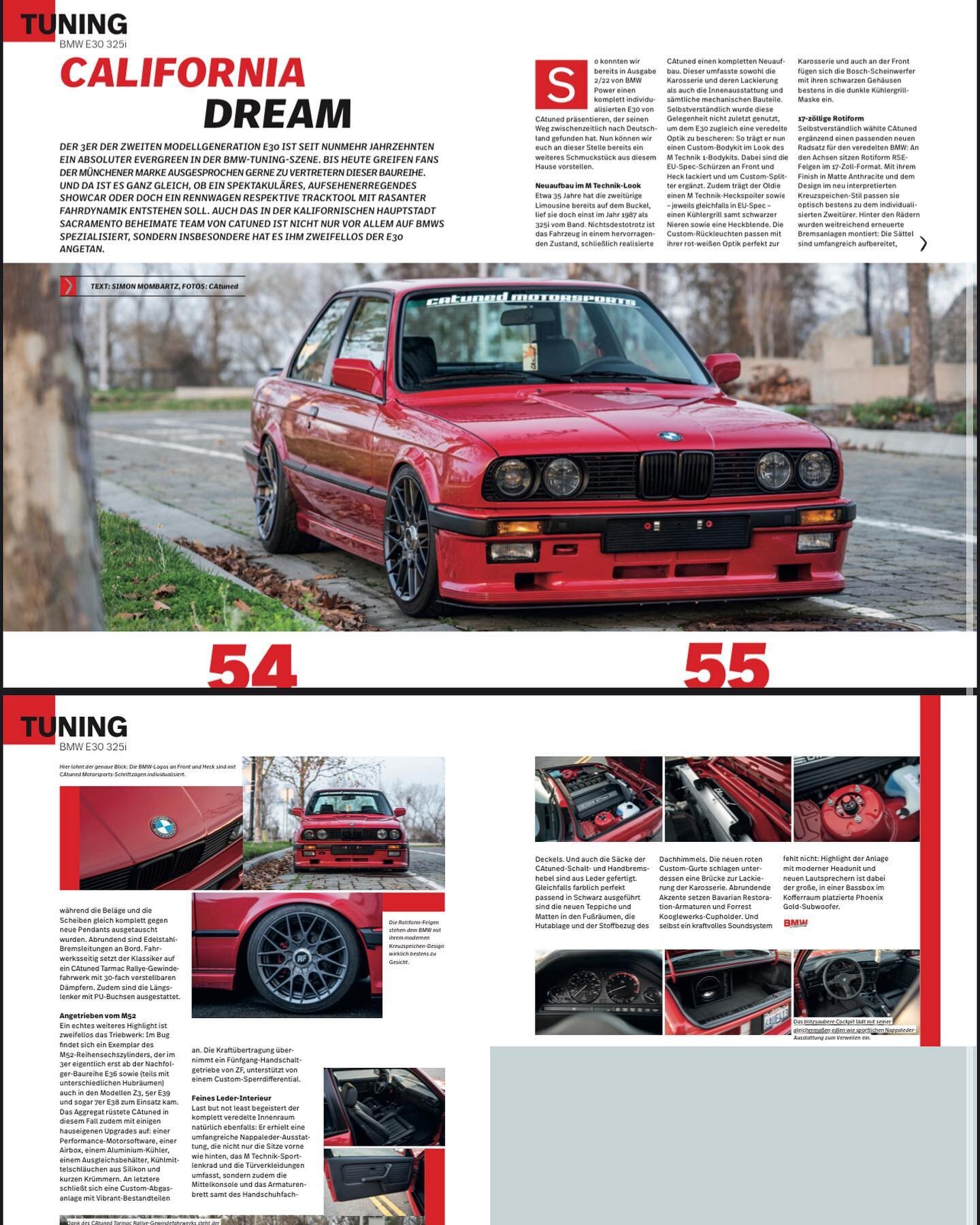 CAtuned.com 🌴 #catuned 
In the latest issue of @bmwpowermagazin 
Thank you BMW Power / print is awesome. 
@ragazzo7979 / @catuned.de #bmwpower #e30 #bmw