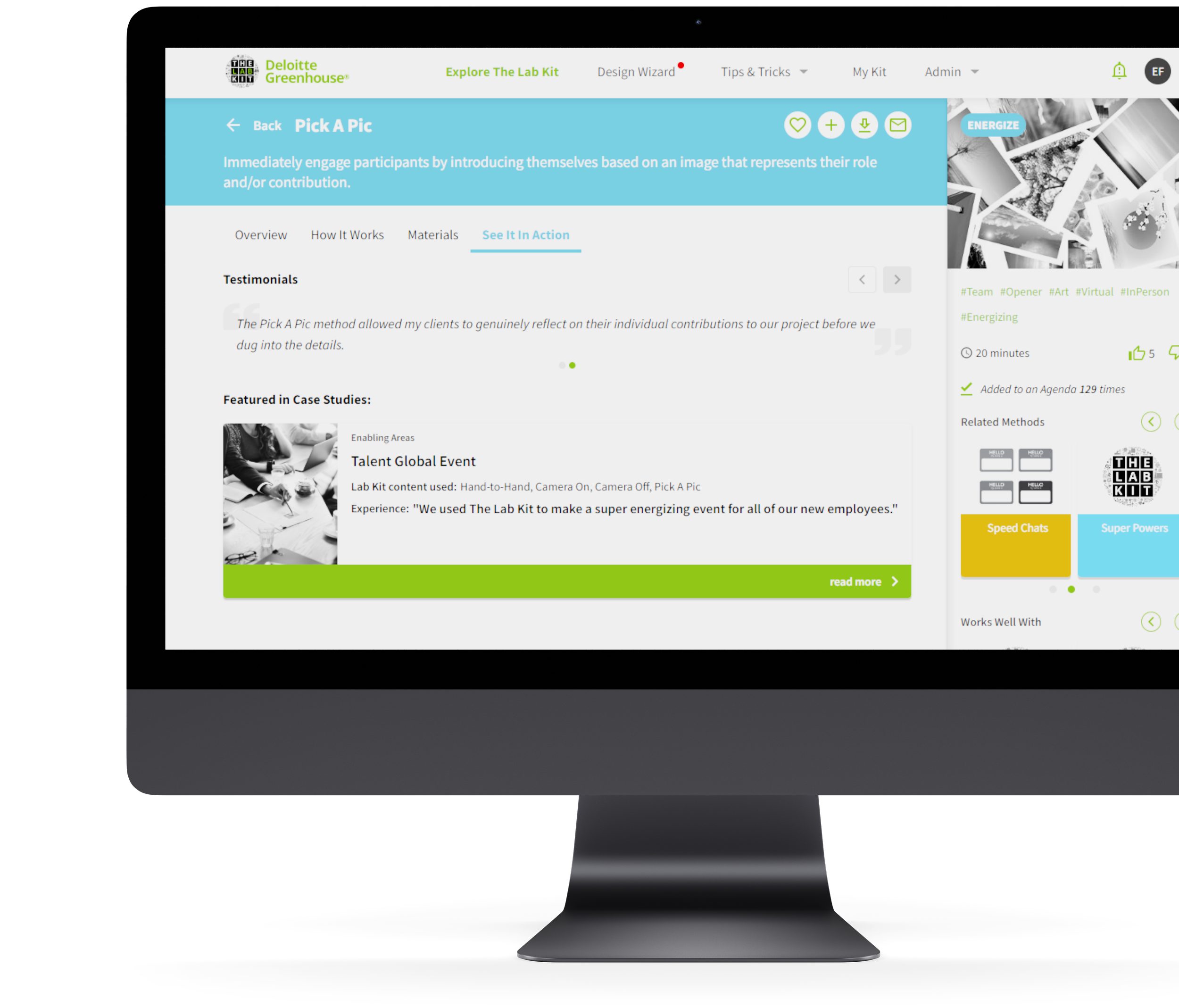 computer screen of See it in Action tab