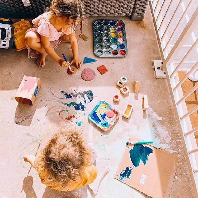 “It is the supreme art of the teacher to awaken joy in creative expression and knowledge.” Albert Einstein. // @learnandbloom shared this super neat idea of cutting out cardboard (thanks, @amazon) into shapes and painting them.  As you kn