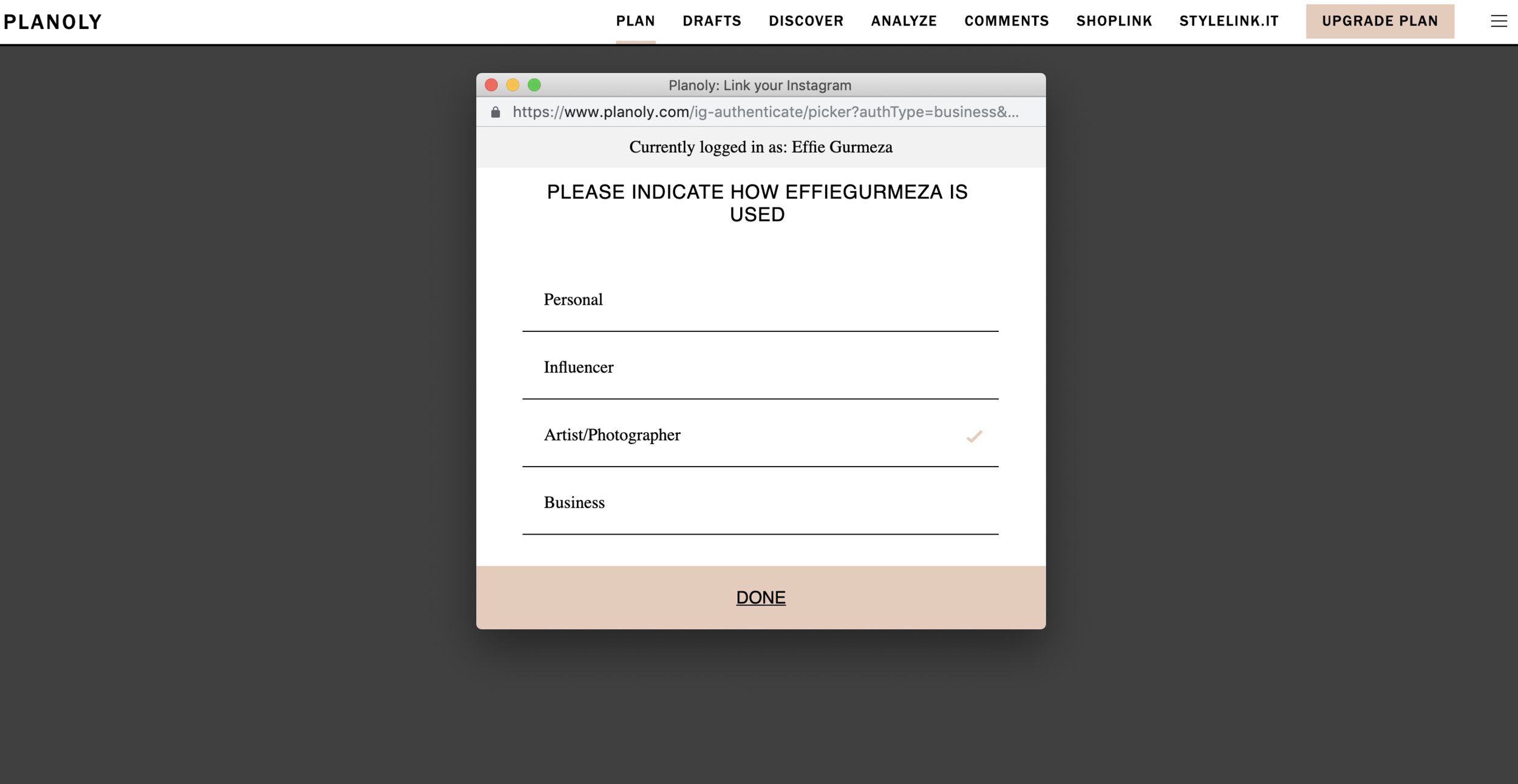 Then select the appropriate category and click “done.”