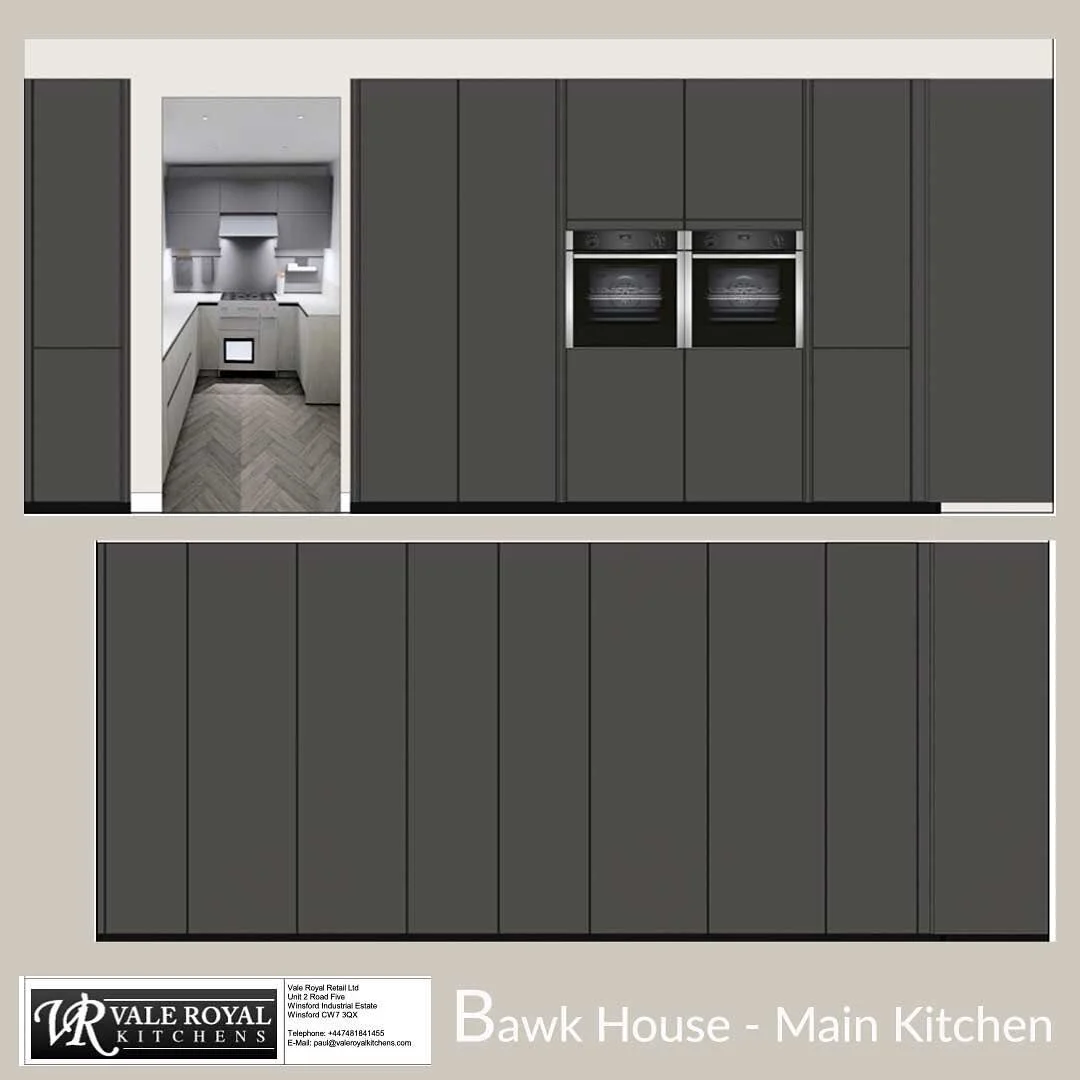 B a w k  K i t c h e n &lsquo; s ~ Drawings, renders for both. Slick modern luxury finishes. The Main features handleless slide backs to reveal cupboards, tops wrapped in quartz.
.
My recommendation of the hidden chef&rsquo;s will feature a pocket do