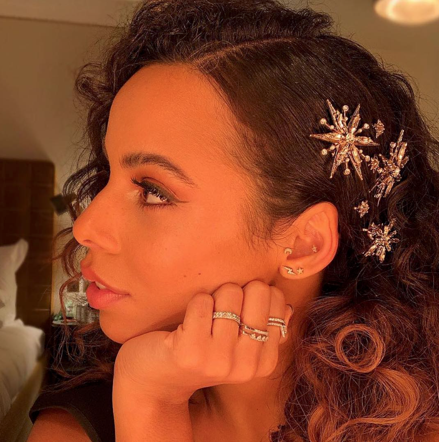 Rochelle Humes wears Tilly Thomas Lux stars for the British Fashion Awards 2018