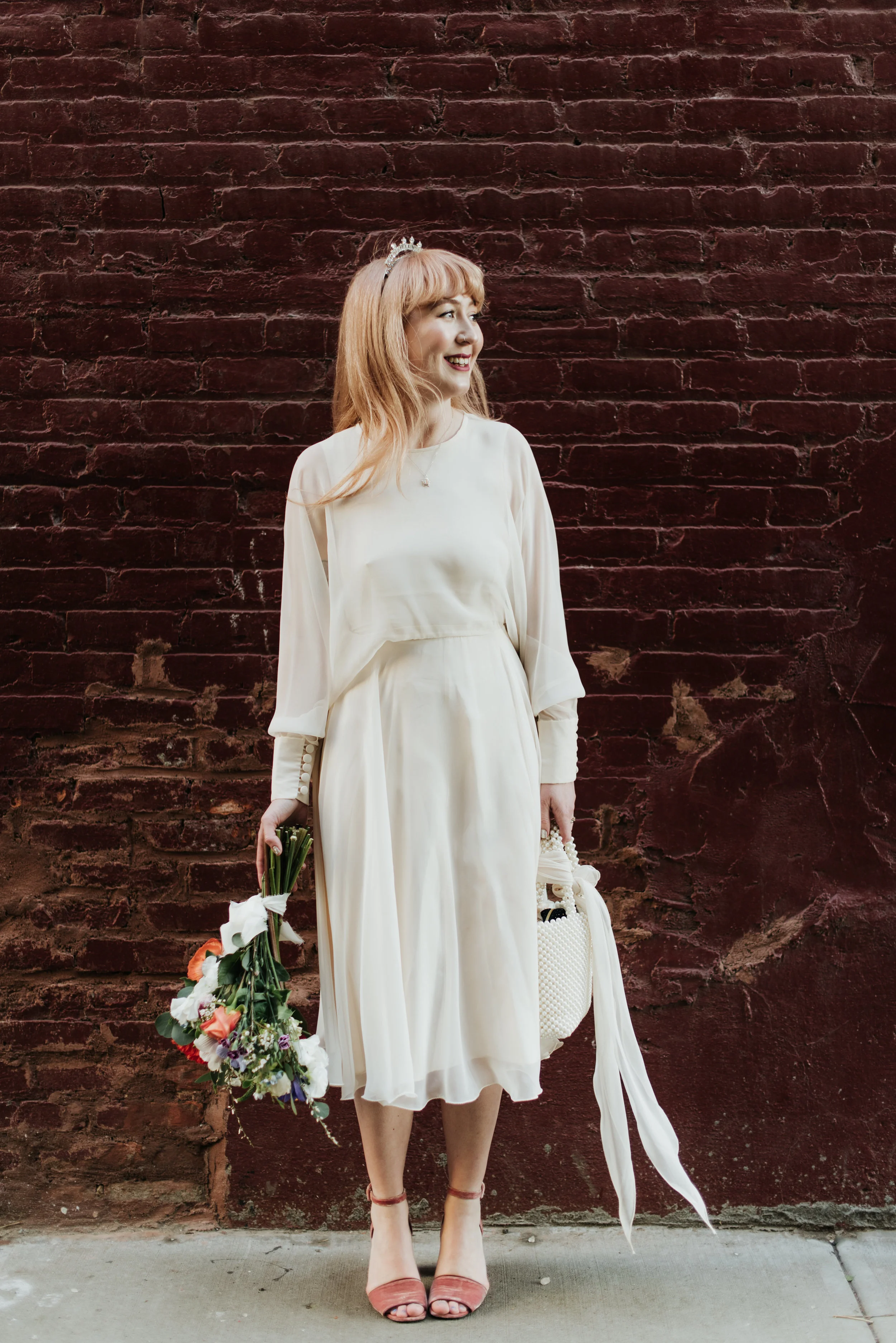 A Celestia crown for a laid-back Dumbo, Brooklyn wedding