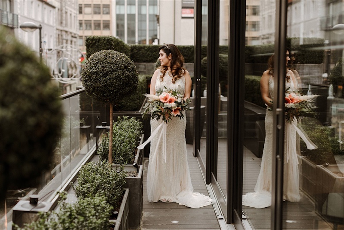 A Beaded Wedding Dress and Tilly Thomas Lux Oceania Crown for a City Wedding