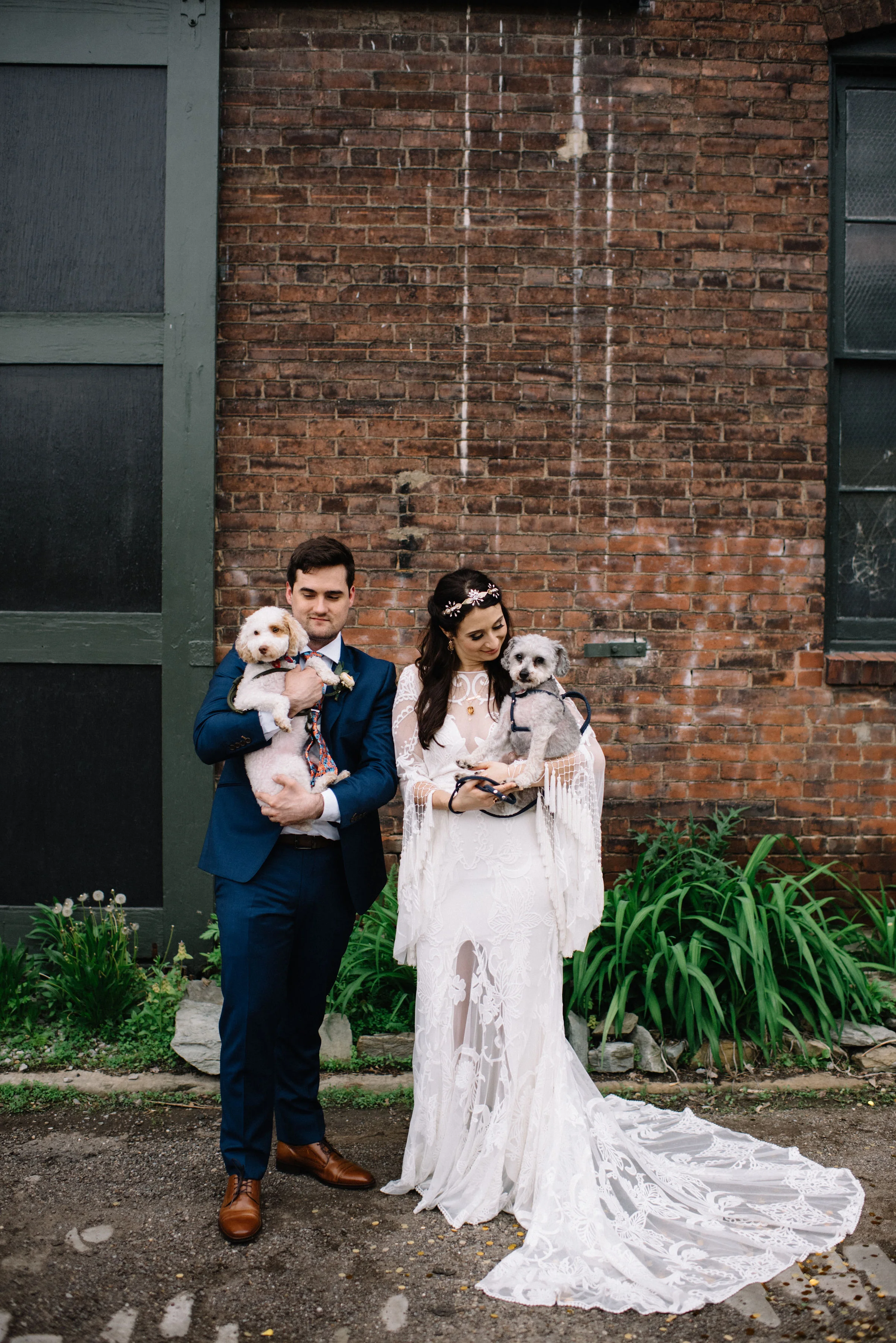 Boho Wedding with a Bride in a Backless Rue de Seine Dress and Bespoke Tilly Thomas Lux Headpiece