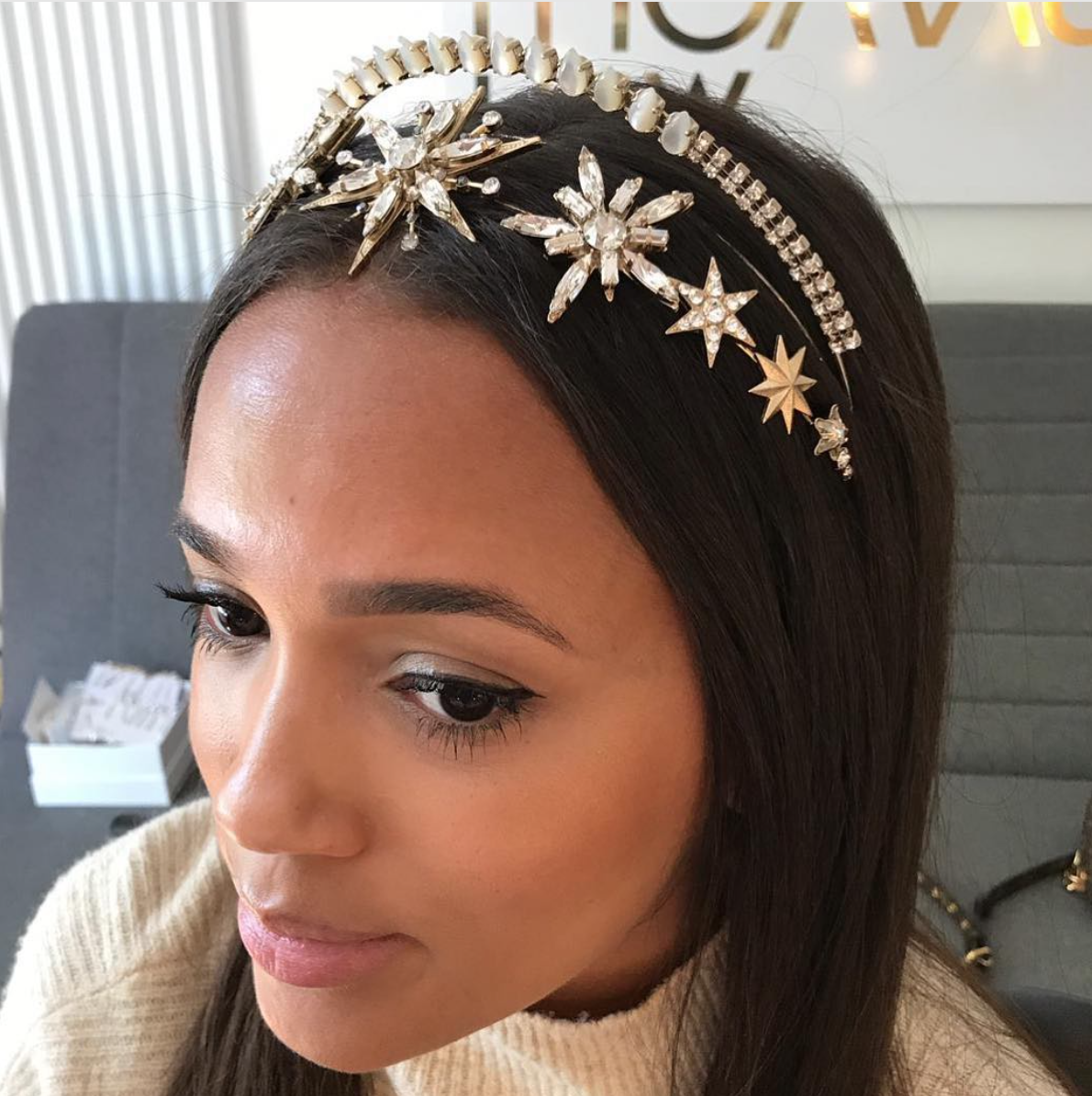 Tilly Thomas Lux Evenstar and Delphine headpieces
