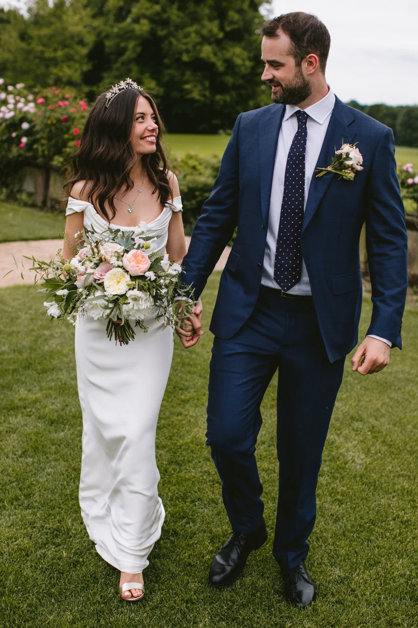 A Halfpenny London wedding dress and a bespoke Tilly Thomas lux crown for a gorgeous bride