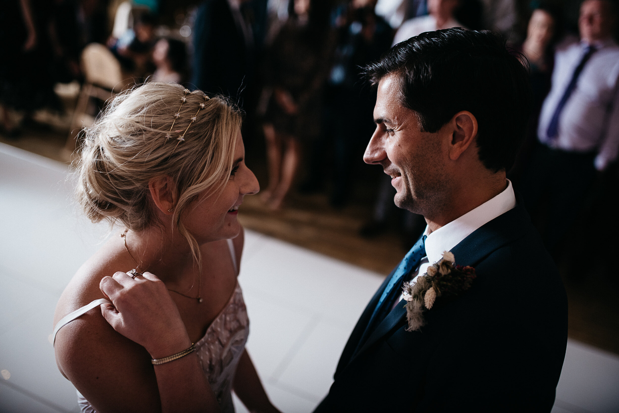 A beautiful Halfpenny London dress and gorgeous florals for a wedding at Hilles house | Headpiece by Tilly Thomas Lux