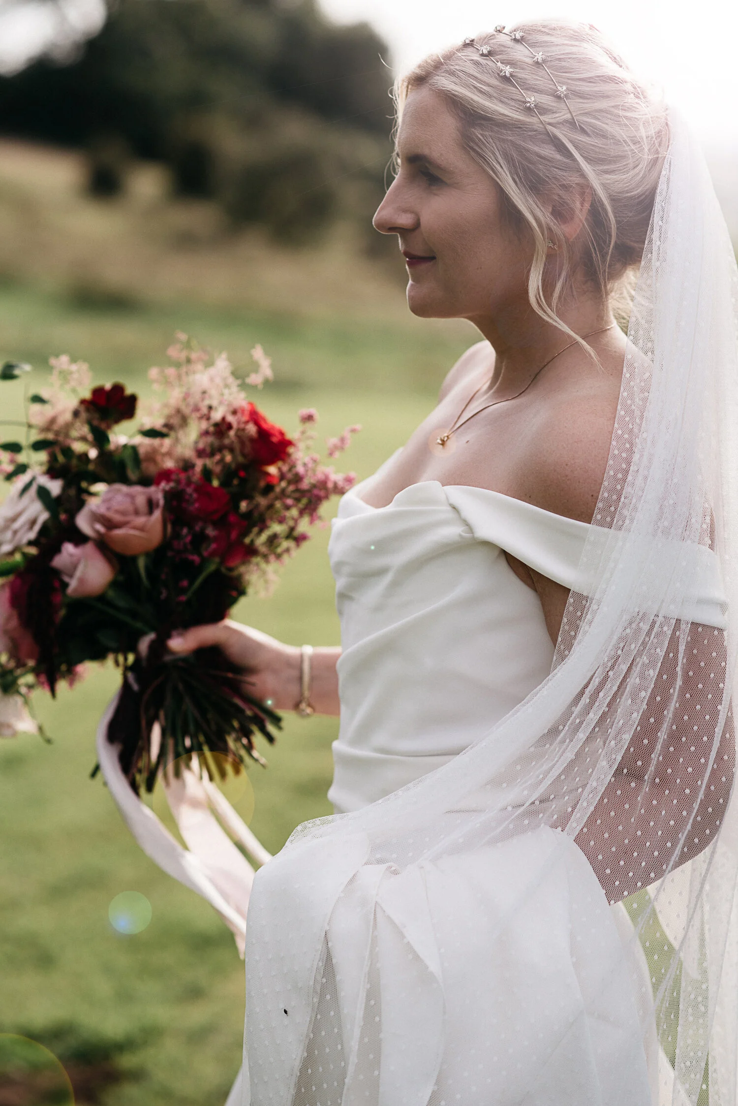 A beautiful Halfpenny London dress and gorgeous florals for a wedding at Hilles house