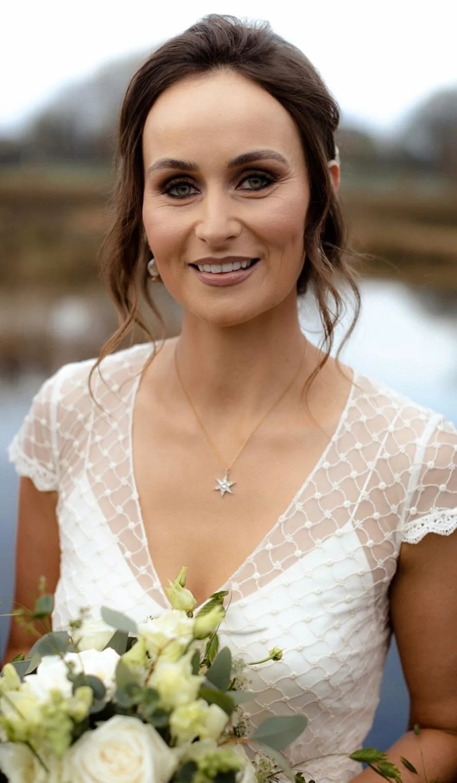 A Tilly Thomas Lux star necklace gifted by the groom for a beautiful wedding in Ireland