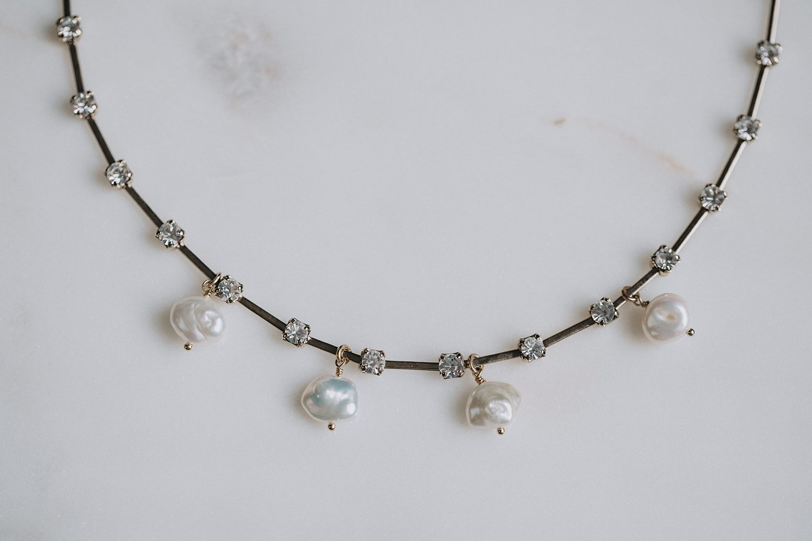 Freshwater pearl drop necklace by Tilly Thomas Lux | Unique, handmade wedding jewellery