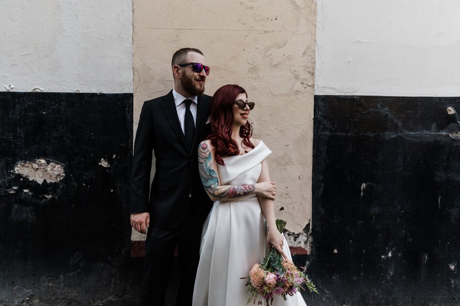 A cool Marylebone wedding featuring Tilly Thomas Lux hair clips and earrings