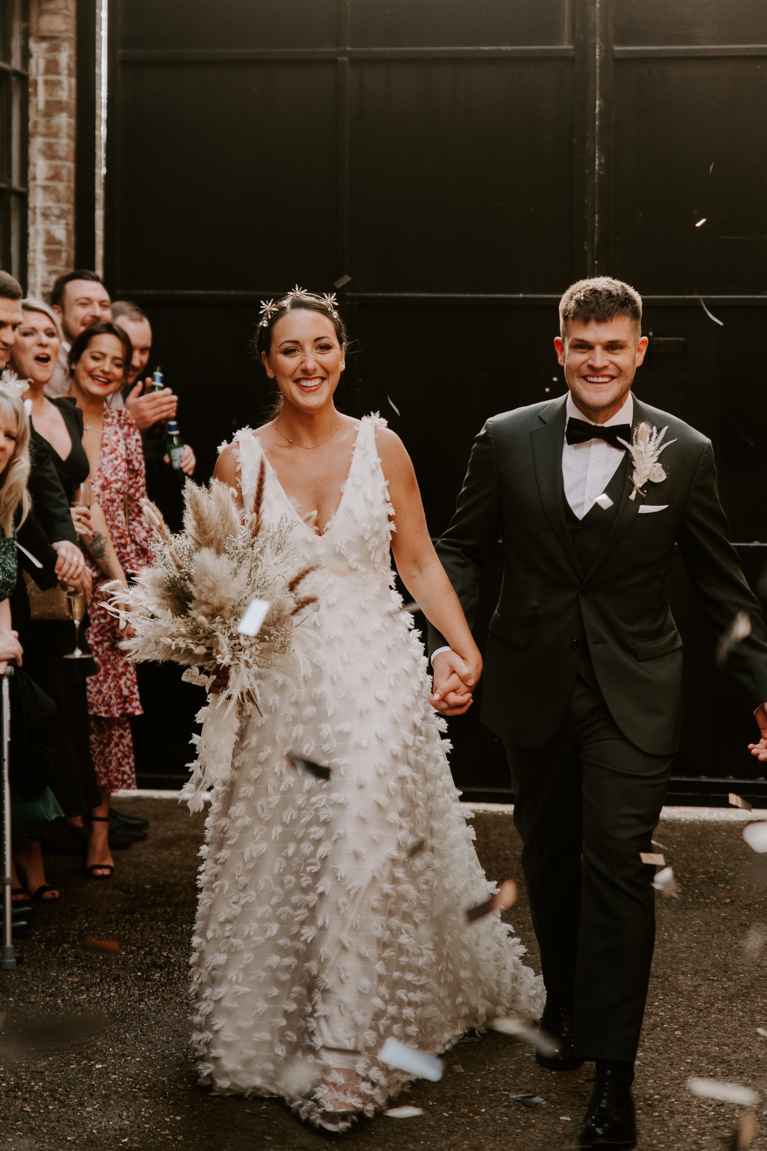 A Tilly Thomas Lux Crown and textured wedding dress for a cool wedding at  Loft Studios — Tilly Thomas Lux