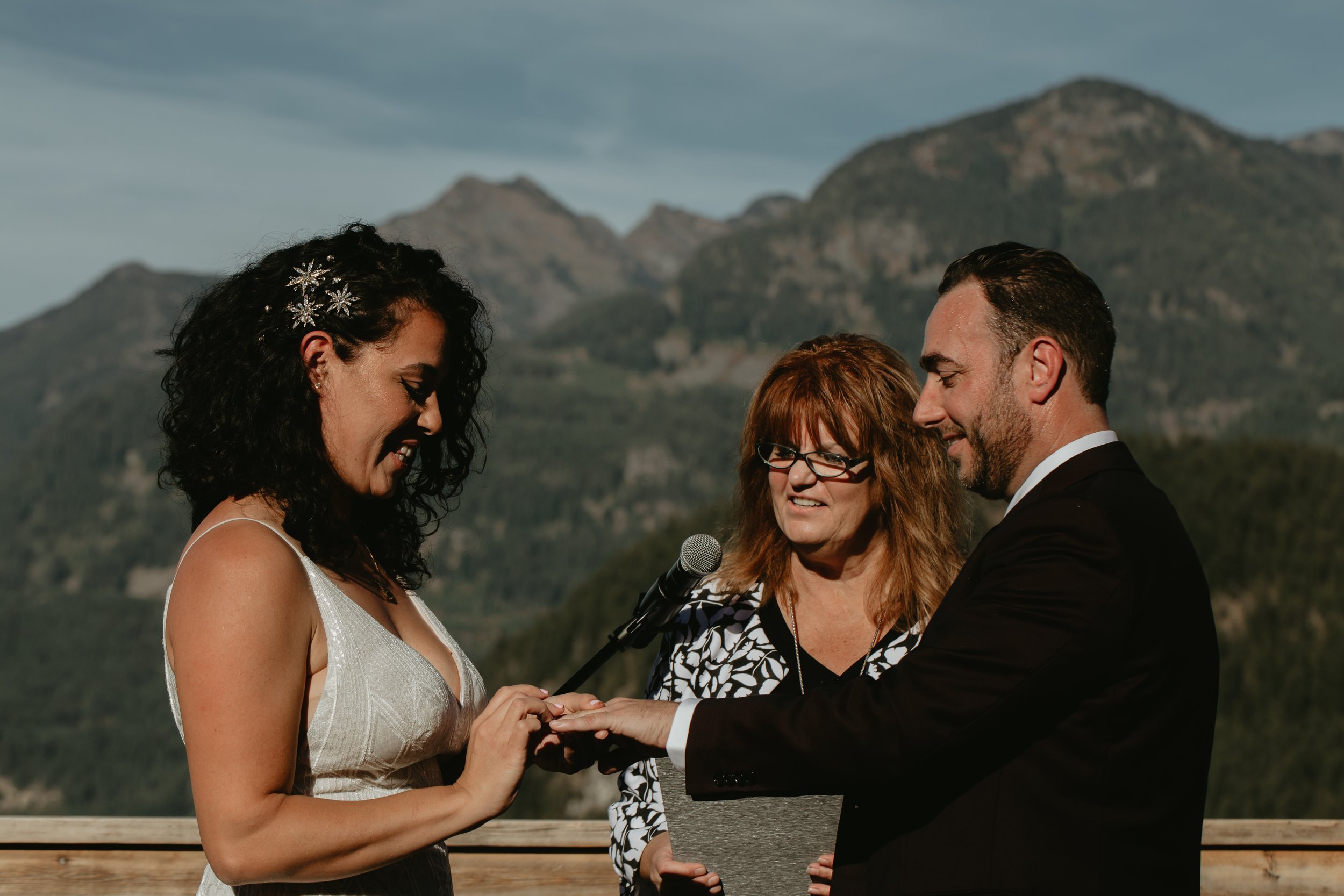 Tilly Thomas Lux Celestial inspired Star hair clips and a stunning beaded wedding dress for an outdoor wedding