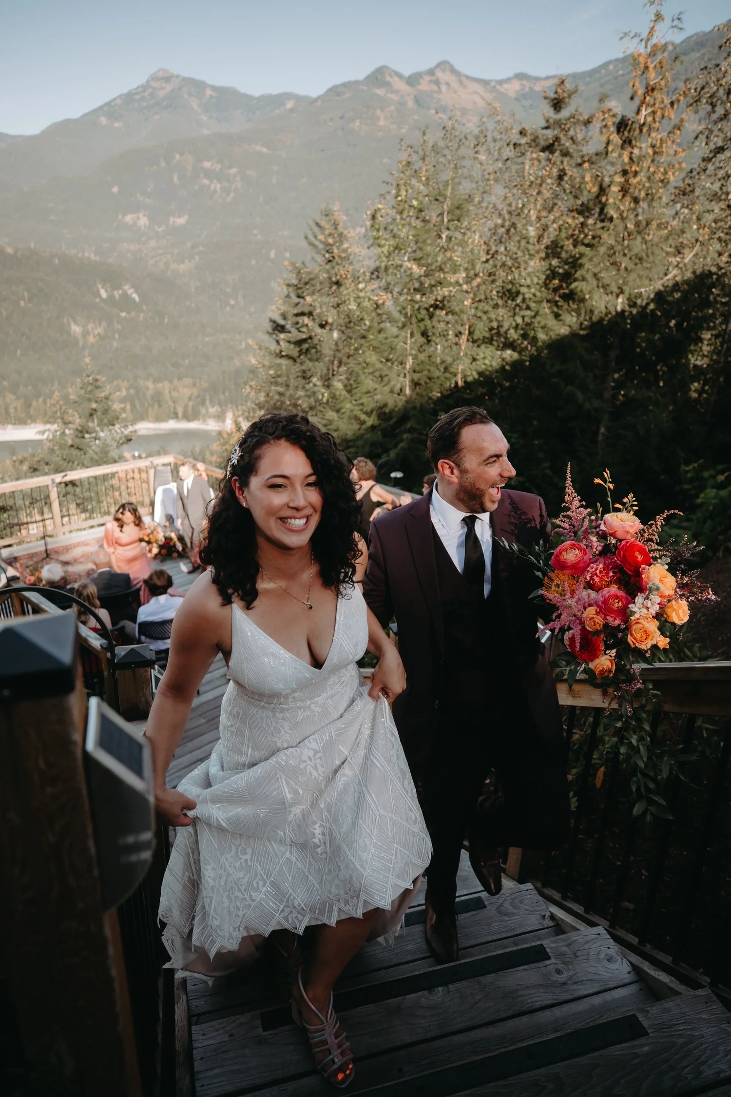 Celestial inspired Star hair clips and a stunning beaded wedding dress for an outdoor wedding
