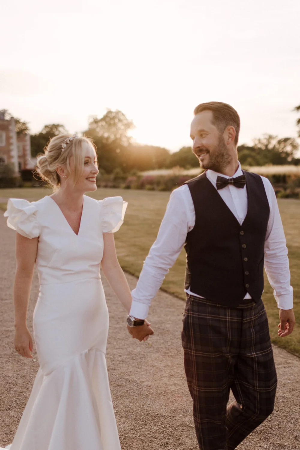 A Tilly Thomas Lux crown and two wedding dresses for a stunning bride