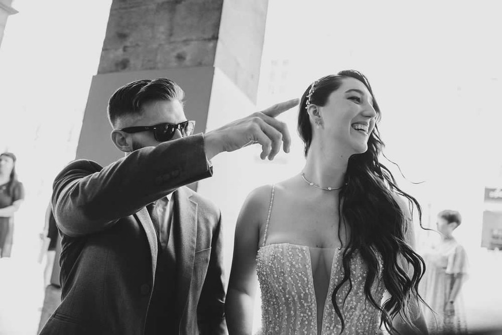 A gorgeous beaded wedding dress and Tilly Thomas Lux hair pins for a lovely wedding