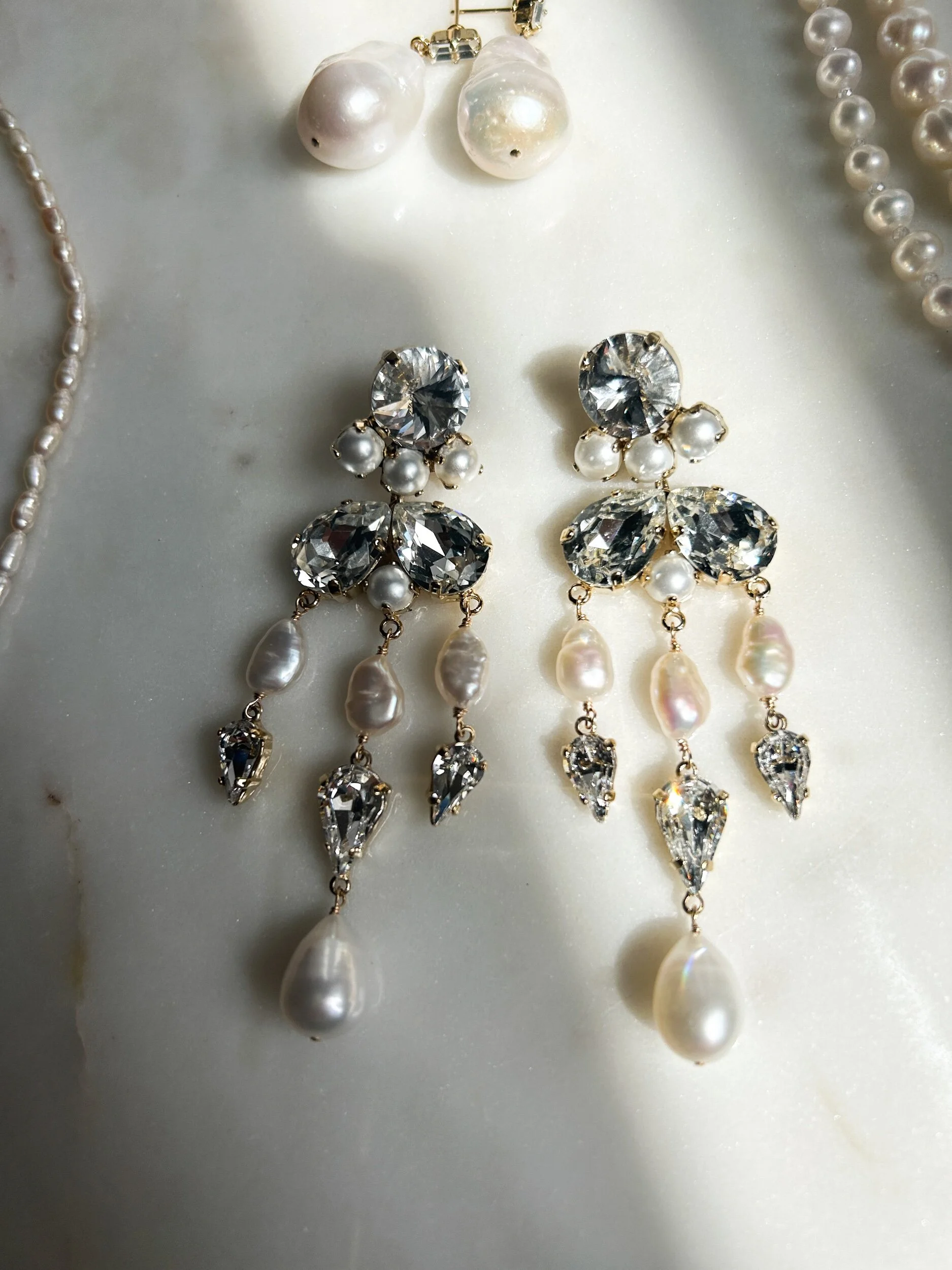 Fresh water pearl statement earrings by Tilly Thomas Lux