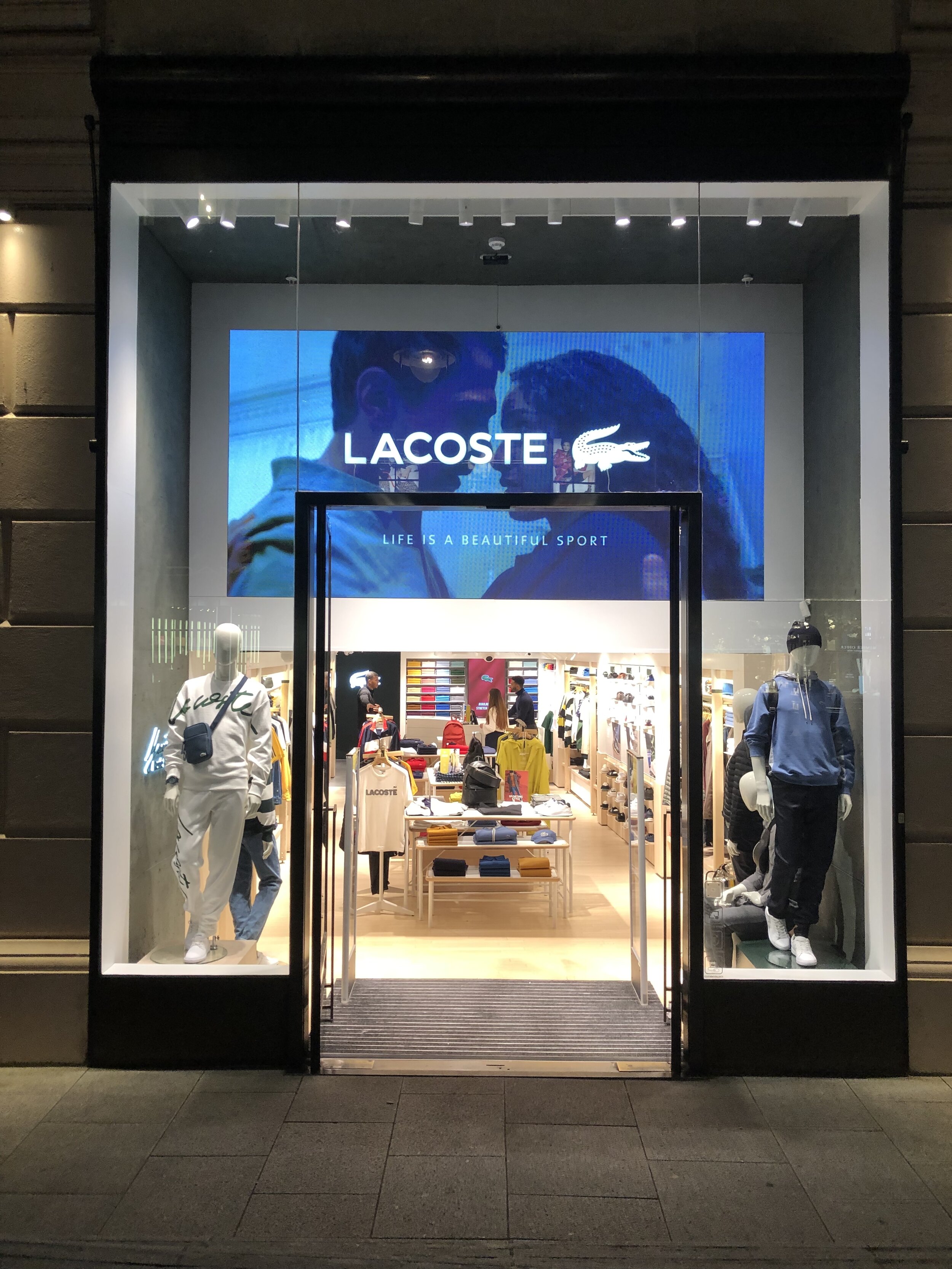 media screens at Lacoste Covent Garden 
