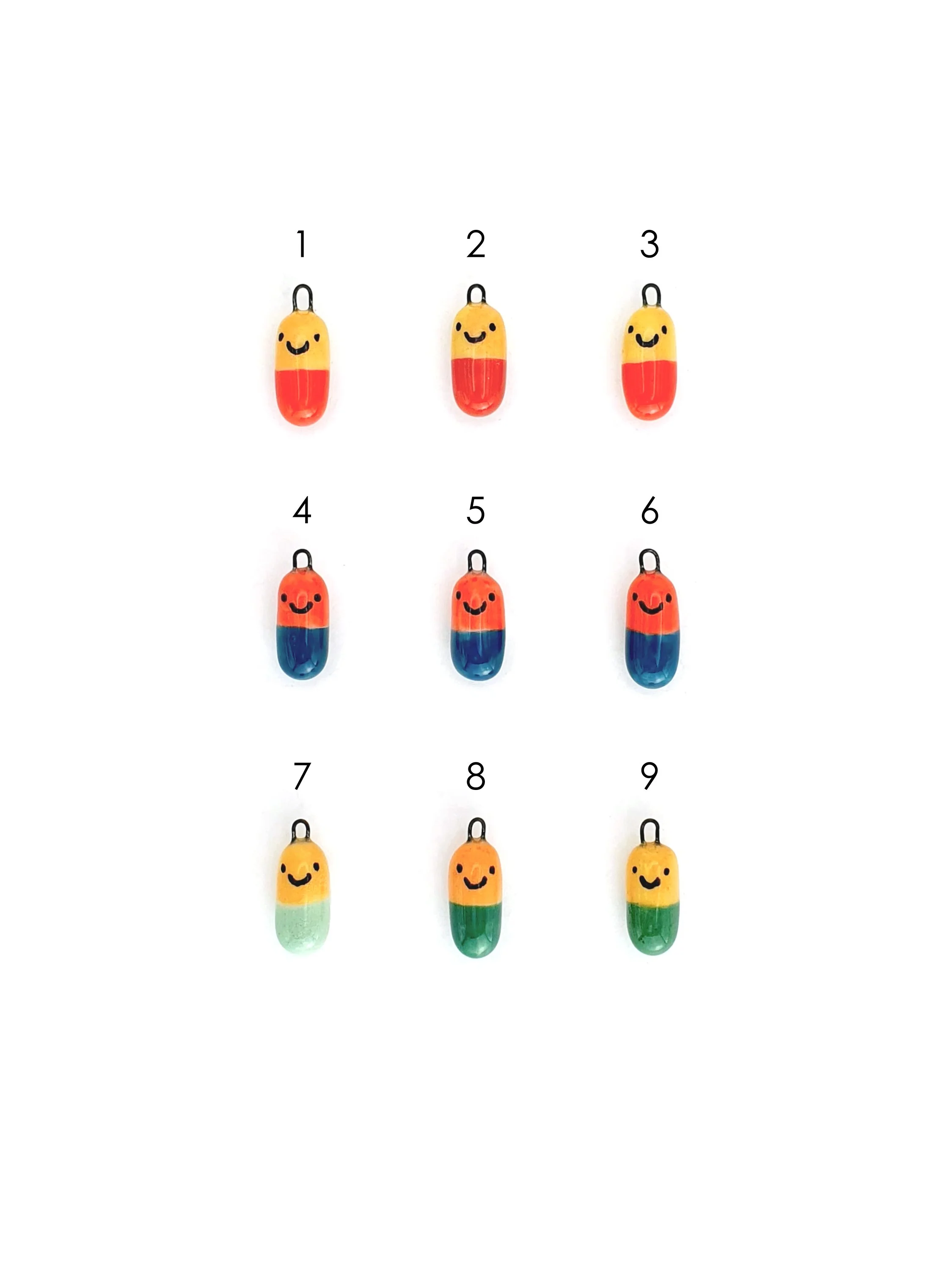 Happy Pills - coloured capsules with faces SET - 1